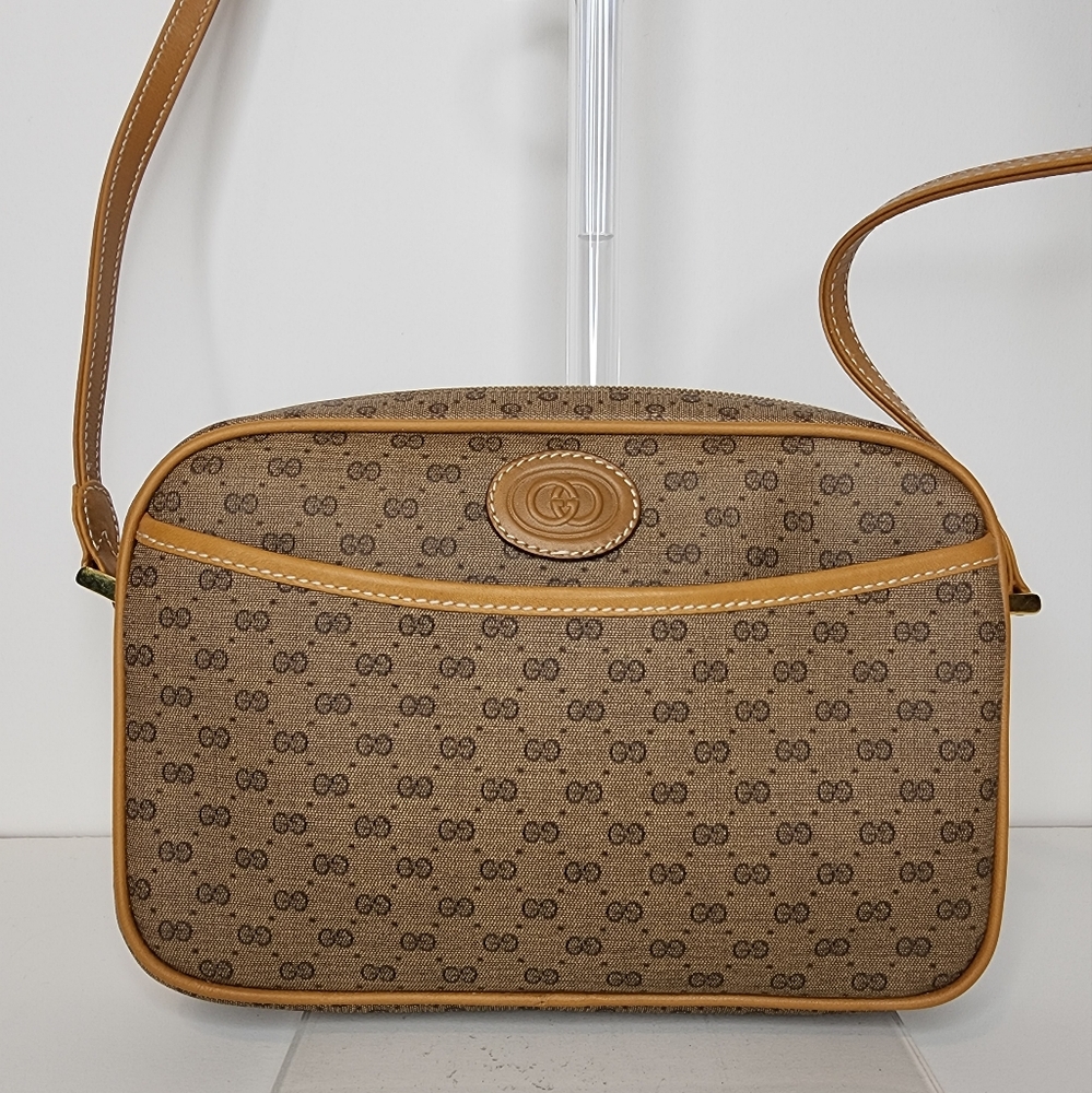 Vintage Gucci Canvas Shoulder Bag PVC Leather - Picture 7 of 17